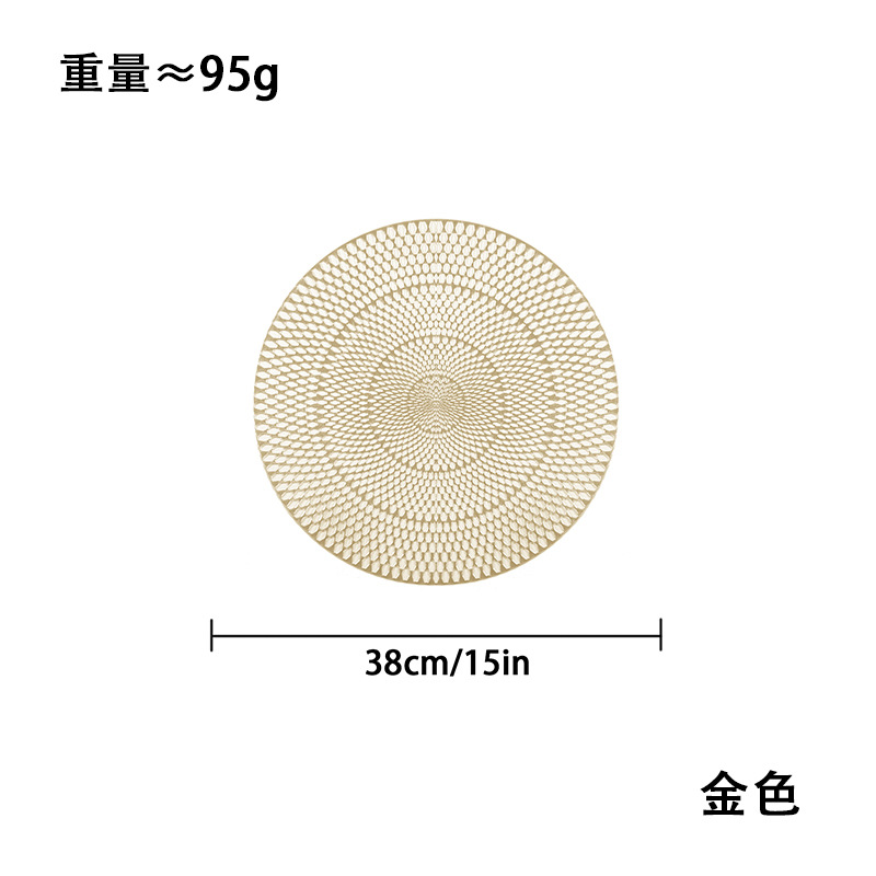 Nordic light luxury round hollowed-out placemats and table MATS, simple waterproof, anti-slip and heat-insulating MATS, Western placemats, injection-molded coasters for home use Item Picture
