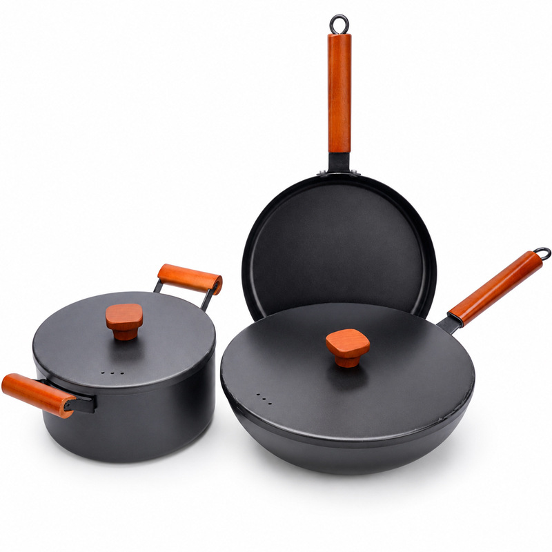 King prestige sartén antiadherente set de 3 piezas wok doméstico sartén sartén de 3 piezas sartén de hierro antiadherente sartén de regalo Item Picture