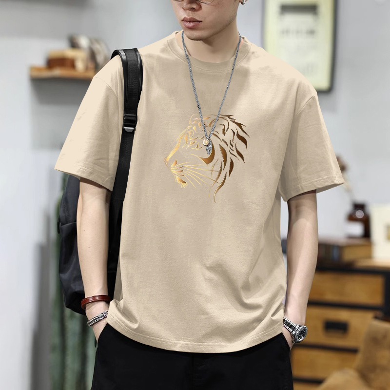 Pure cotton summer new versatile loose short-sleeved T-shirt, cool half-sleeved top for male students, simple and trendy Hong Kong-style T-shirt Application Scenario