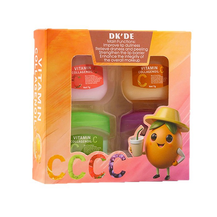 【跨境专供】DK'DE唇膜4个装去死皮去角质紧嫩靓肤补水保湿唇膜白底实物图