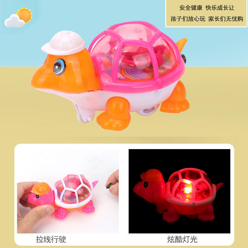 Juguetes de tortuga brillantes para niños que tiran de la cuerda correrán y también brillarán juguetes de tortuga yiwu fuente de venta caliente puesto de piso details Picture