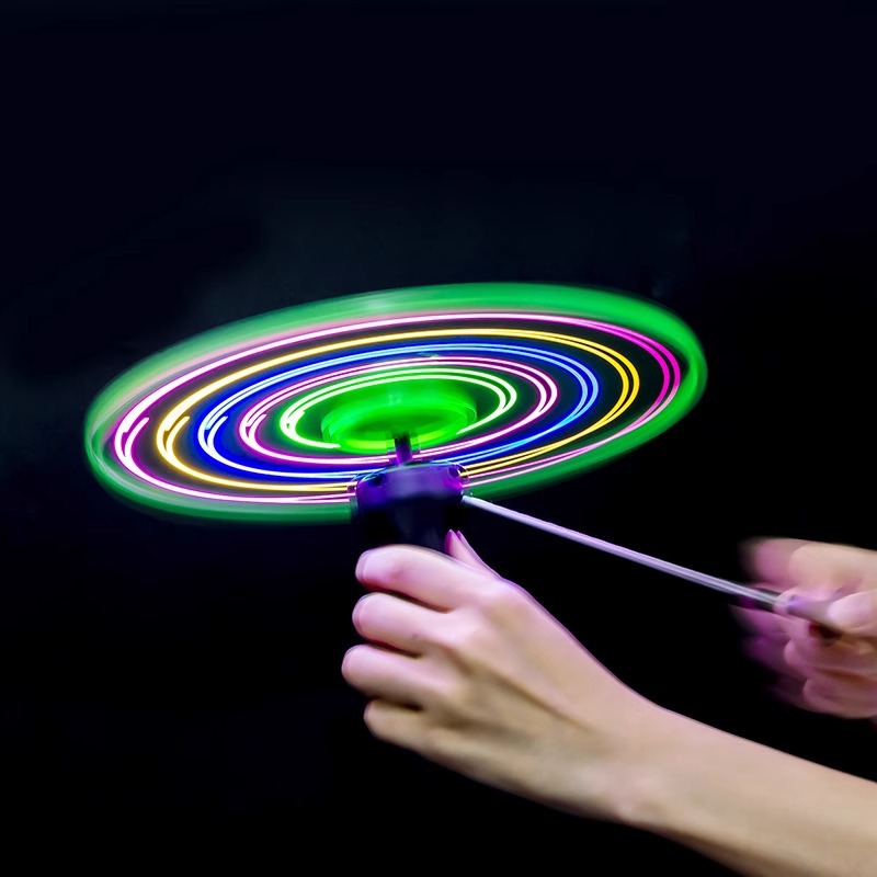 New colorful luminous flying saucer 12-lamp drawstring flying saucer, Flying Fairy six-lamp flying disc, children's street stall outdoor toy details Picture