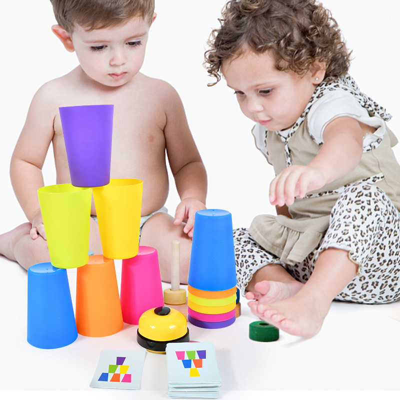 Children's hand speed competition, stacking cups, two-person battle, set cup board game, hand-eye movement coordination training, and educational toys details Picture