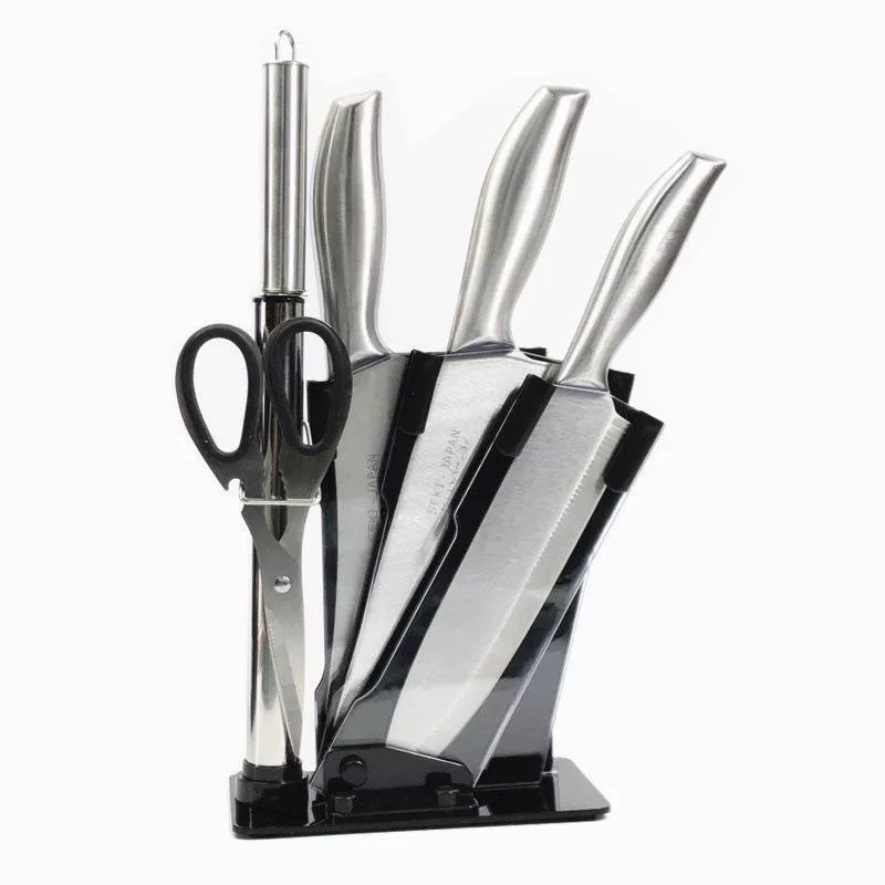 Stainless steel kitchen knife set, acrylic base knife, sandwich handle six-piece set, kitchen kitchen knife six-piece set Item Picture