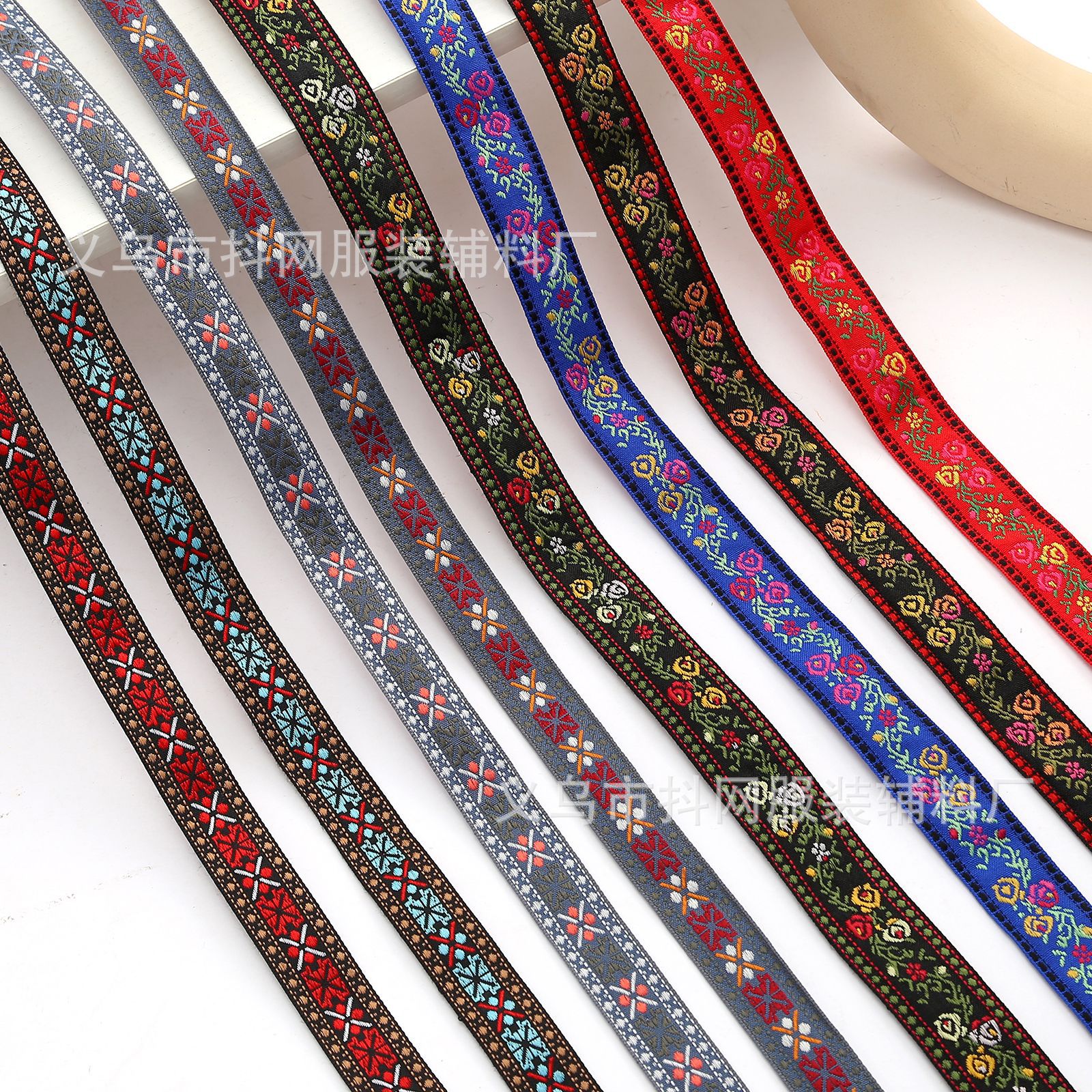 2.1- 2.5 cm handmade DIY bow webbing, ethnic minority style jacquard embroidery webbing, hair accessories and headwear