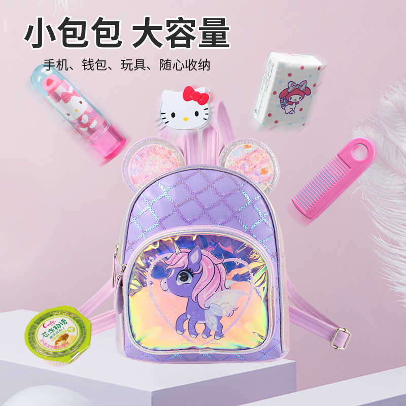 2022 Sequined Unicorn Cute Ear Children's Backpack Cartoon Princess Girls' Fashionable Children's Backpack Application Scenario