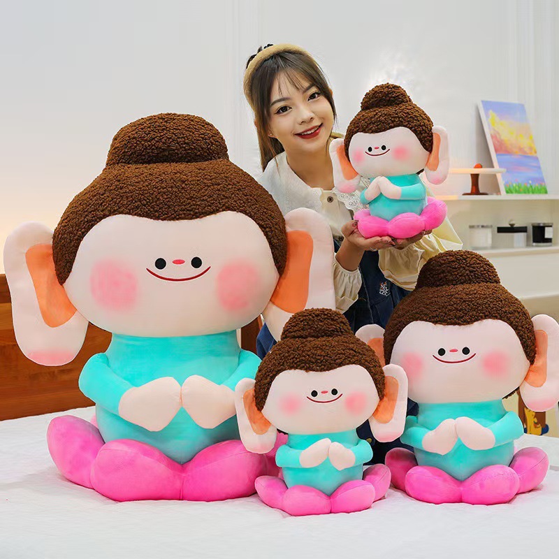 抖音网红莲花小佛公仔可爱小佛毛绒玩具招财佛平安佛玩偶娃娃批发产品图