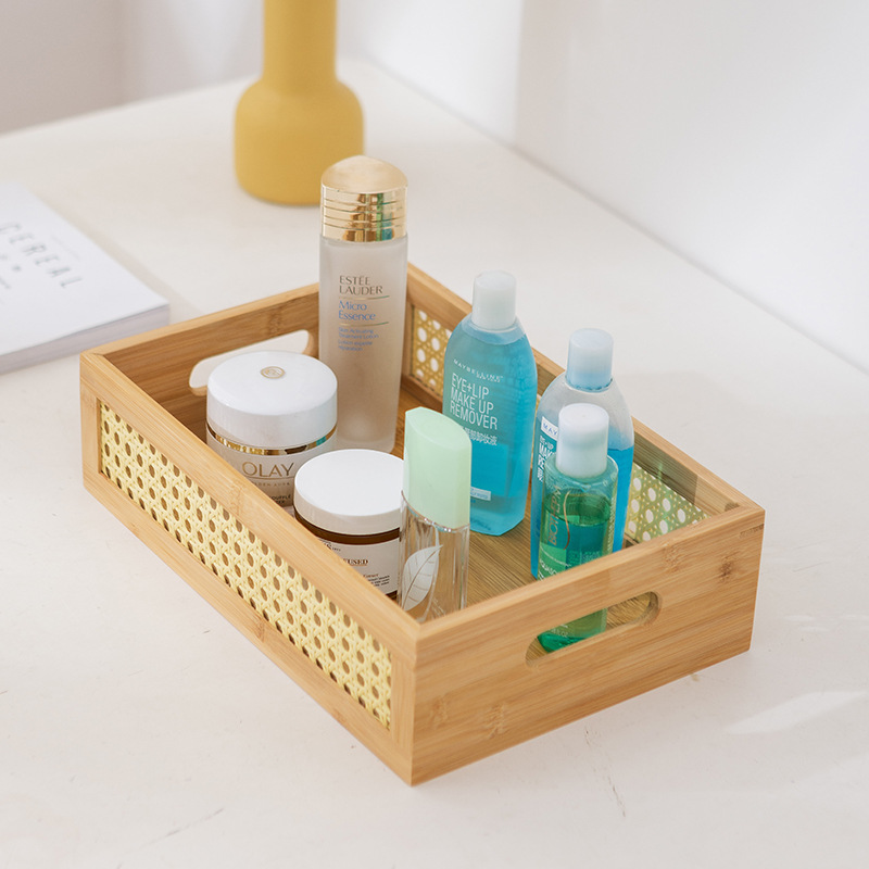 Side grid storage basket, desktop woven storage basket, home bedroom snack box, toy uncovered storage box Application Scenario
