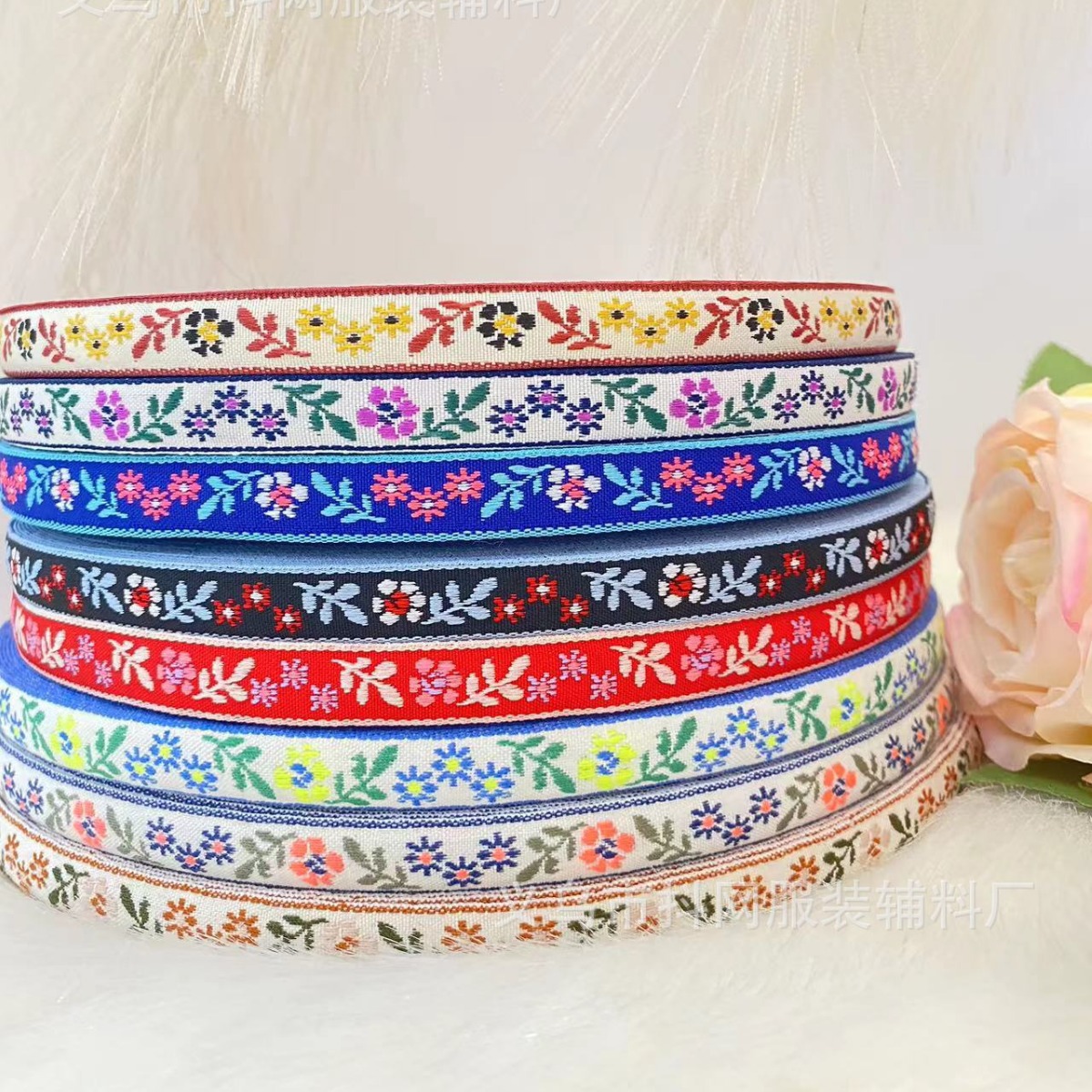 1.2cm hojas pequeñas moda nuevo estilo hecho a mano DIY arco cinta de tejido adorno para el pelo tocado bolsa tira lateral caja de regalo cinta de embalaje