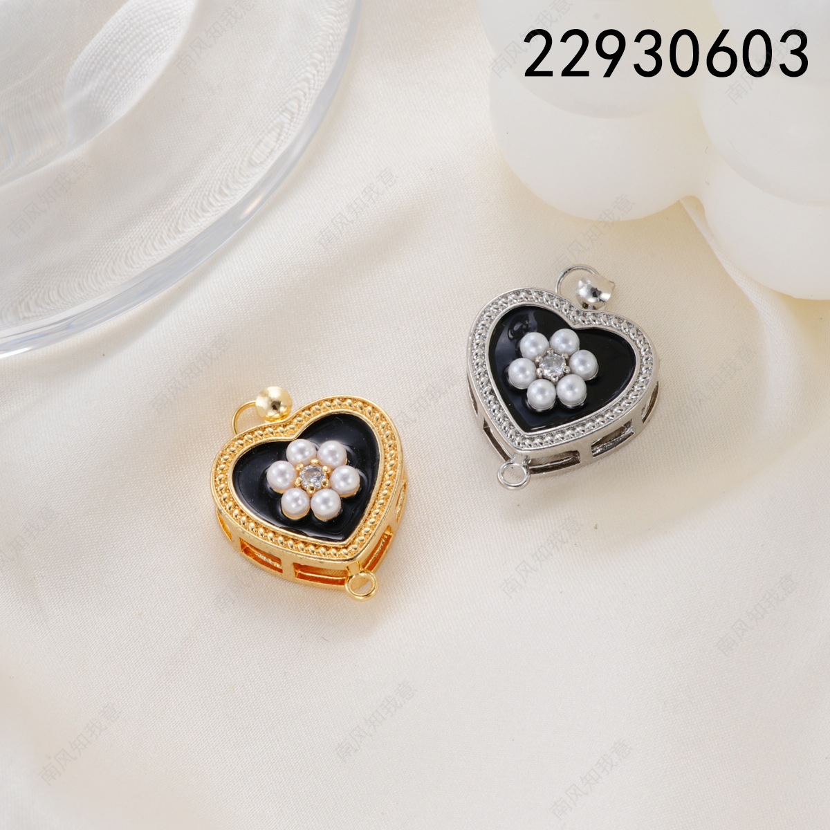 Copper plated with 18k high color retention, inlaid with pearls and oil, heart-shaped pin buckle, pearl necklace clasp, DIY jewelry accessory