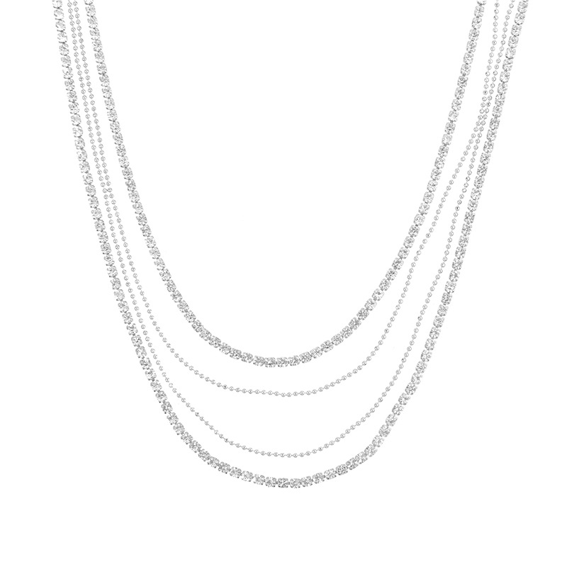 Amazon's best-selling European and American style necklace accessories, layered water diamond necklaces, cross-border trendy street style popular multi-layer necklaces wholesale supply Application Scenario