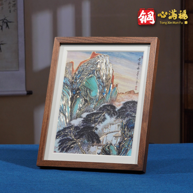 手绘国画/工艺品/幸运摆件/手绘国画花鸟画/山水画新中式产品图