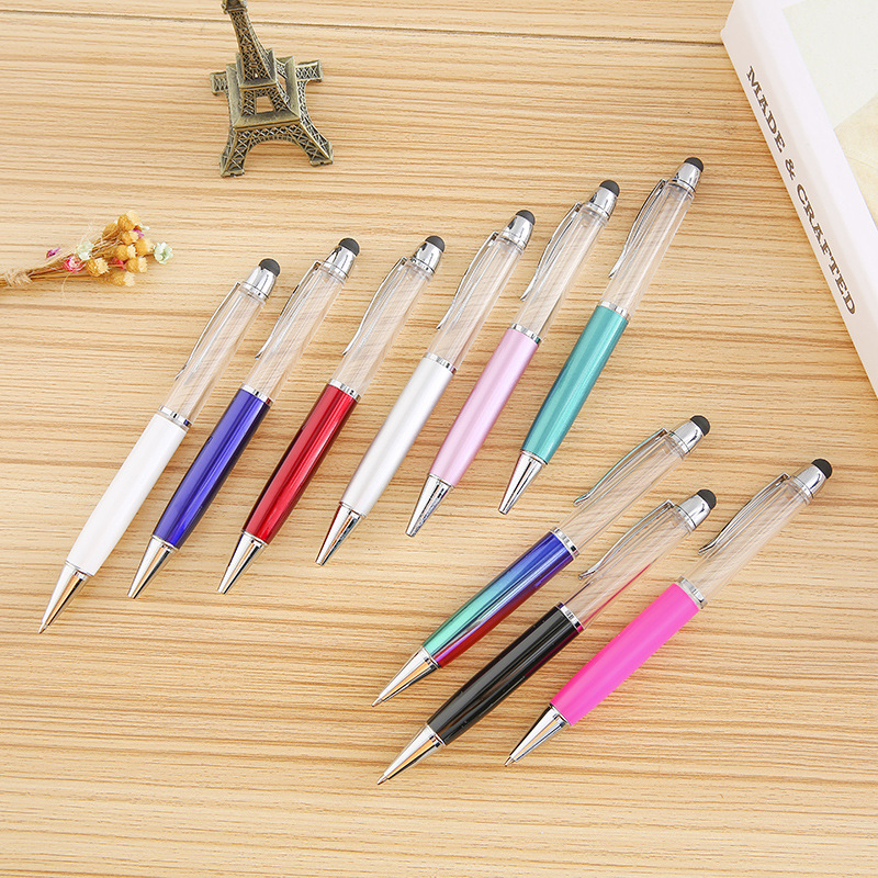 Factory wholesale large-sized empty tube hand-inserted oil pens, creative diy touch screen pens, metal ballpoint pens, available in various colors details Picture