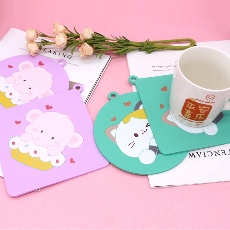 Customizable silicone heat-insulating coasters factory direct sales, new heat-resistant coasters, cartoon coasters, creative anti-slip household cups Application Scenario