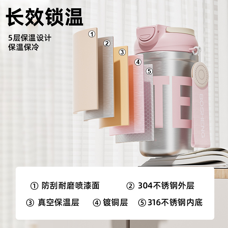 Insulated cup, office straw coffee cup, women's 2025 new model, high appearance level, stainless steel portable and simple water cup Application Scenario