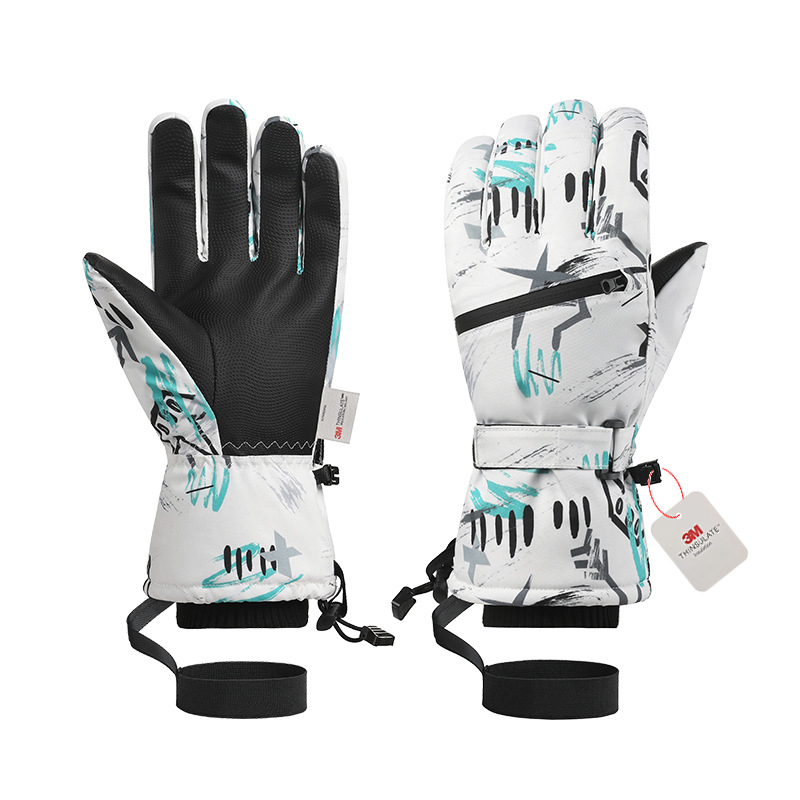 【BERTON OUTDOOOR】3M Ski gloves for men and women in winter, white, warm, cycling sports in stock, Amazon waterproof five-finger Item Picture