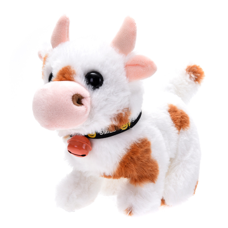 A new type of simulated electric plush cow that can walk, mooing, make sounds and move its tail is an electronic pet children's toy Item Picture