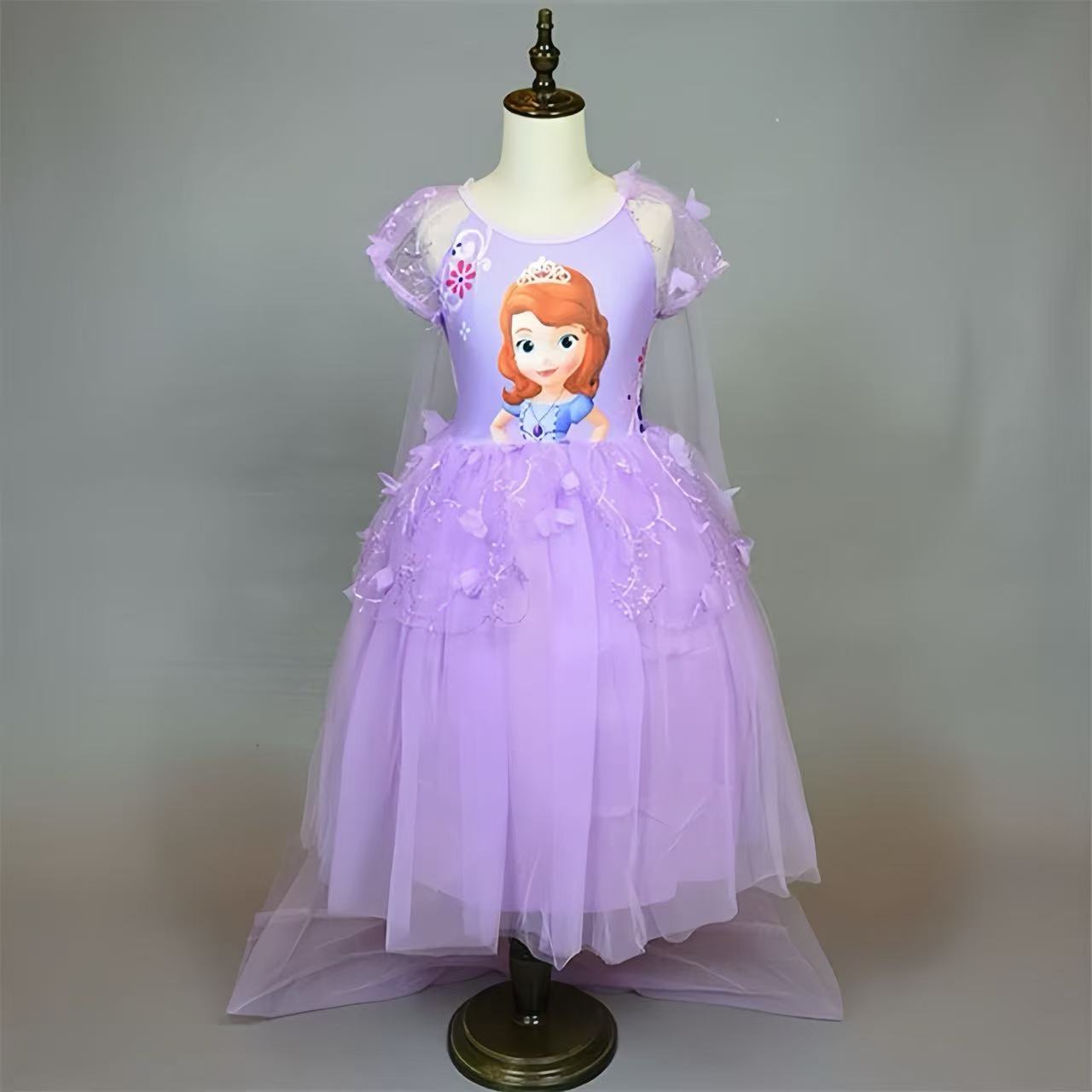 万圣节冰雪奇缘公主裙灰姑娘女童爱莎索菲娅连衣裙儿童爱莎裙子