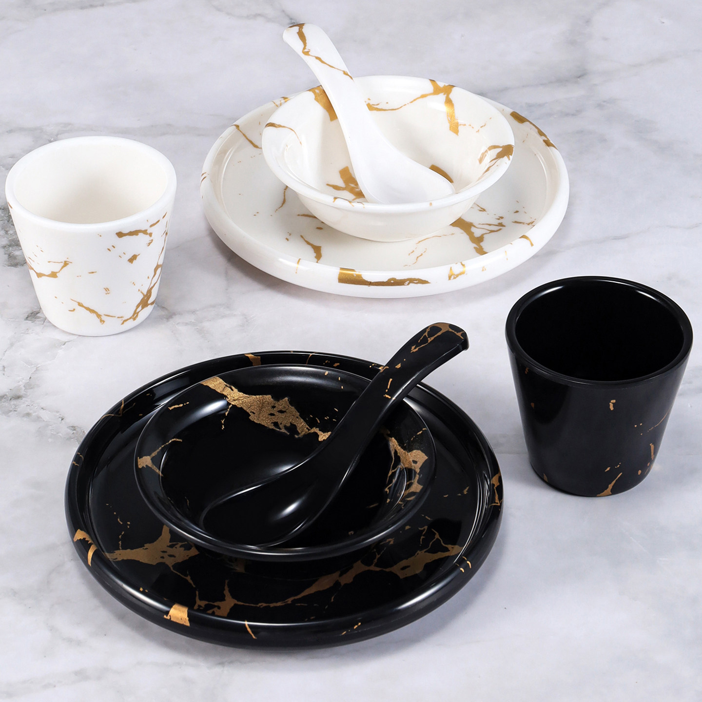 Melamine tableware, imitation porcelain, hotel restaurant bowl and plate sets, hot pot, barbecue, restaurant tables, plastic bowls, plates, cups and spoons, commercial