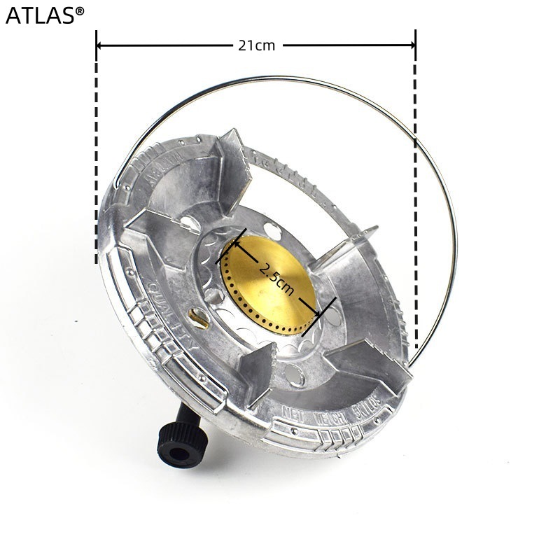 Tapa de la estufa de gas accesorios de fuego separados 21cm latón con núcleo de fuego fuego de fuego salida de la estufa de aluminio cabeza de la estufa estufa de BBQ Specification image