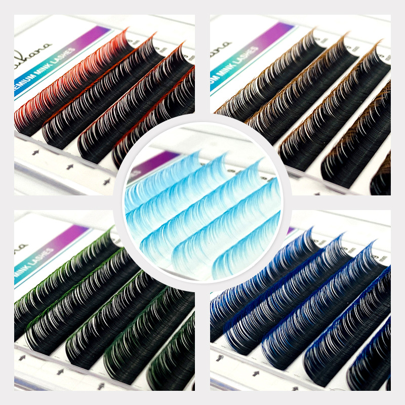 shanilak gradient color single-plant 12-row round hair soft manual blooming slender false eyelashes New customers enjoy special gifts