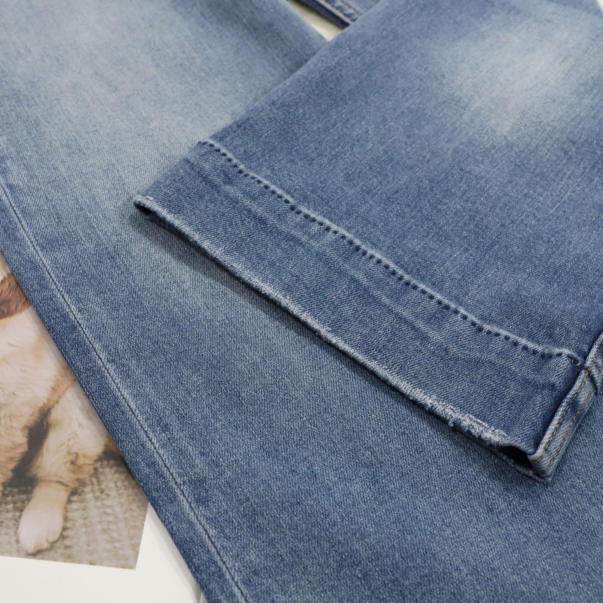 C brand straight-leg jeans for women, blue, versatile, fitted, high-waisted, flared nine-inch trousers for women 2026 early Spring Specification image