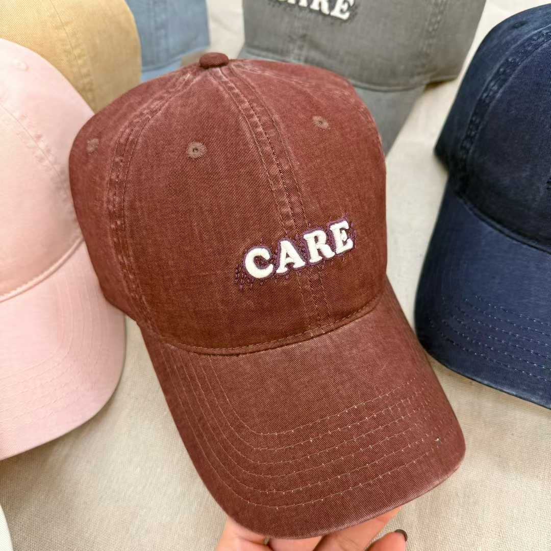 American retro washed cap, cement grey versatile curved brim baseball cap, Korean-style sun protection cap for children, trendy baseball cap for men