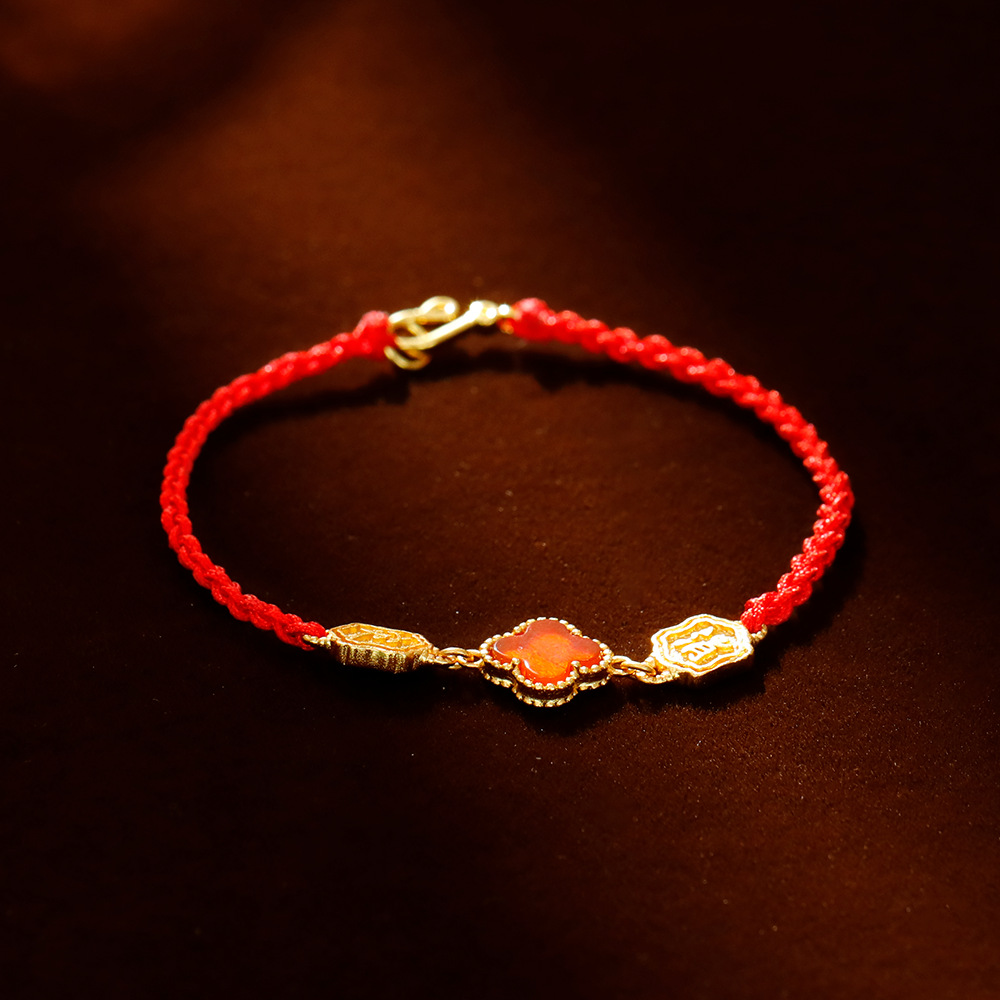 Hyacinth's zodiac year red string bracelet, hand-woven bracelet, niche design, red agate accessory, will be a bestseller on Douyin in 2025 Specification image