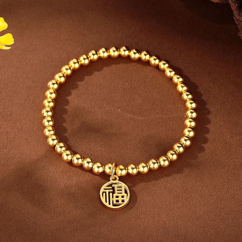 Wholesale jewelry copper gold-plated prayer and blessing pendant bracelets from the manufacturer, bringing continuous good luck and lasting color. Sand gold best-selling bracelets Application Scenario