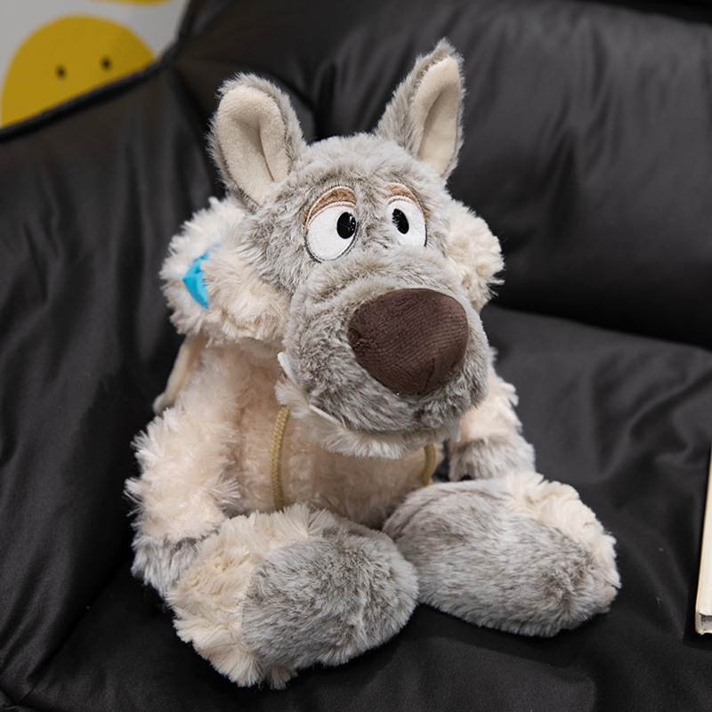NC Little Wolf cub doll wearing a hat and dressed in sheepskin, cute gray Wolf plush doll, children's birthday gift details Picture
