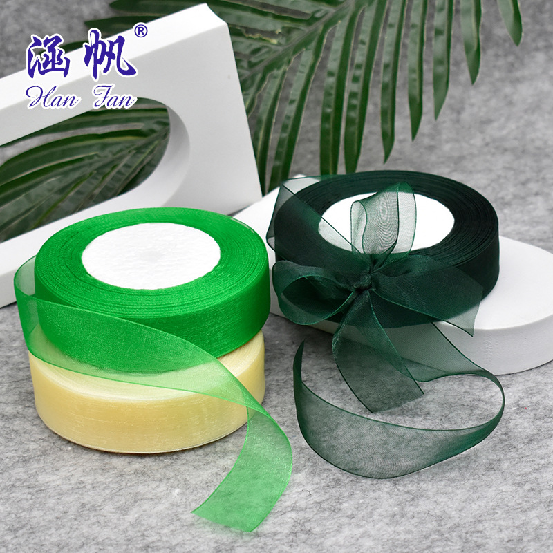 Factory stock: 0.3cm - 4cm fine-edge snow yarn ribbon gift packaging, transparent snow yarn woven tape, glass yarn ribbon Specification image