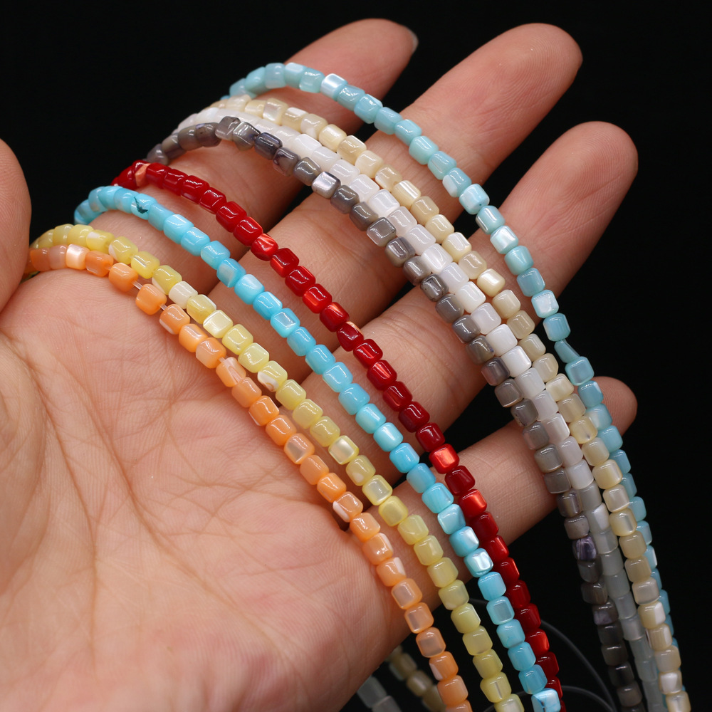 diy beaded jewelry materials, loose beaded bracelet accessories, handcrafted colorful natural freshwater shells, crushed stones, square Application Scenario