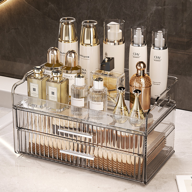 Carefully selected cosmetic storage box with transparent lid, large-capacity desktop shelf, drawer-style dressing table, organizing box details Picture