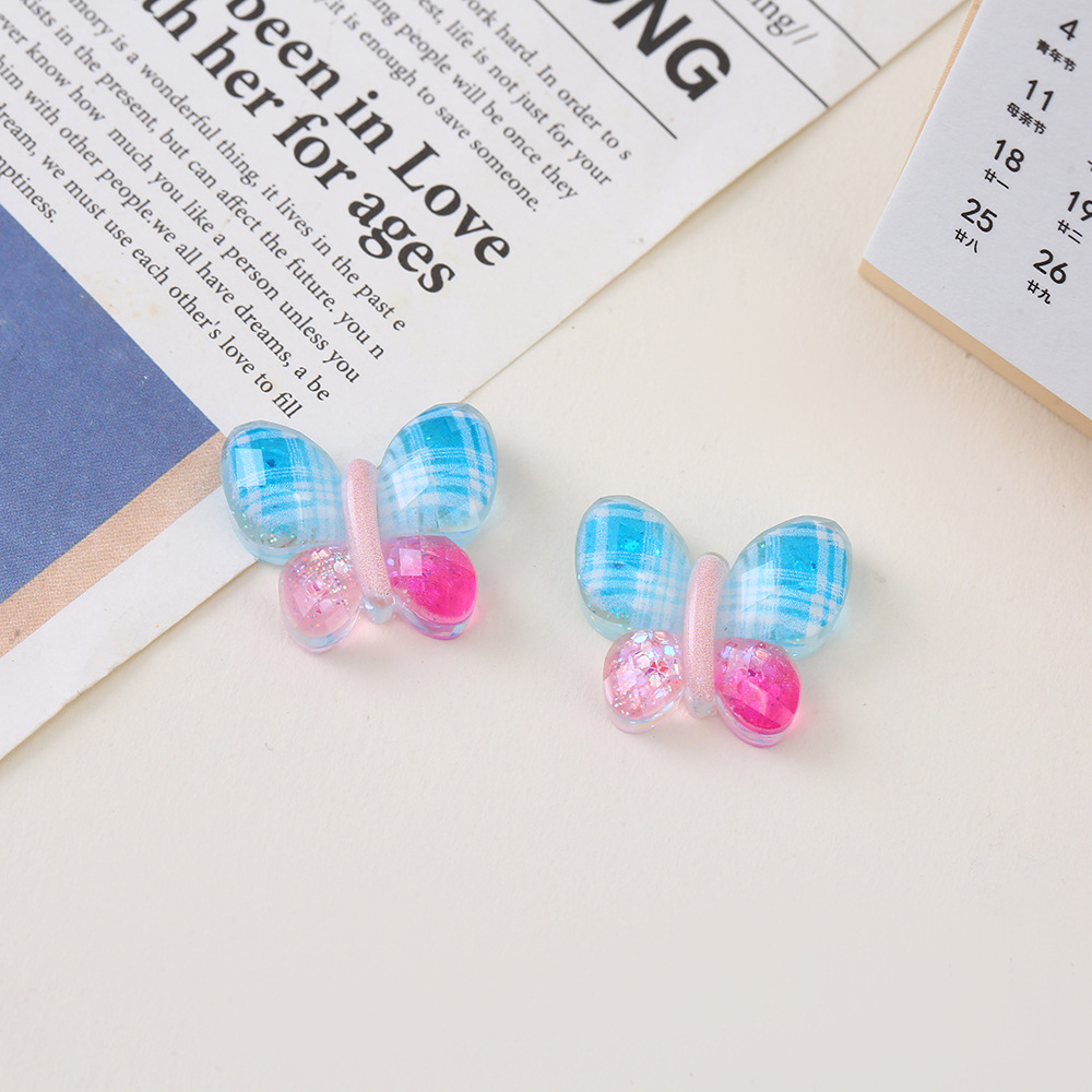 Korean children's hair accessories, glow-in-glow, butterfly, epoxy resin AB glue accessories, DIY crocs, toys, patches, handmade materials wholesale Specification image
