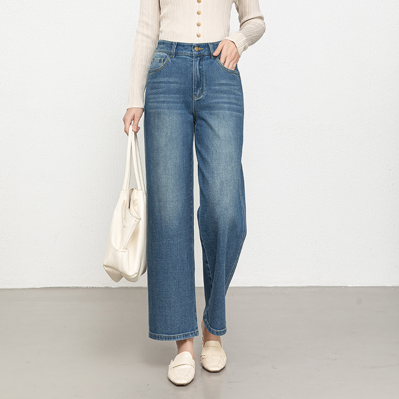 如果小个子弹力直筒牛仔裤女2026春季新款多色休闲百搭九分裤8267