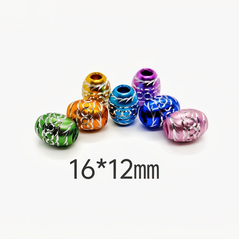 New retro classic mixed-color engraved oval O-shaped aluminum bead handcrafted DIY loose bead jewelry accessories in stock wholesale details Picture
