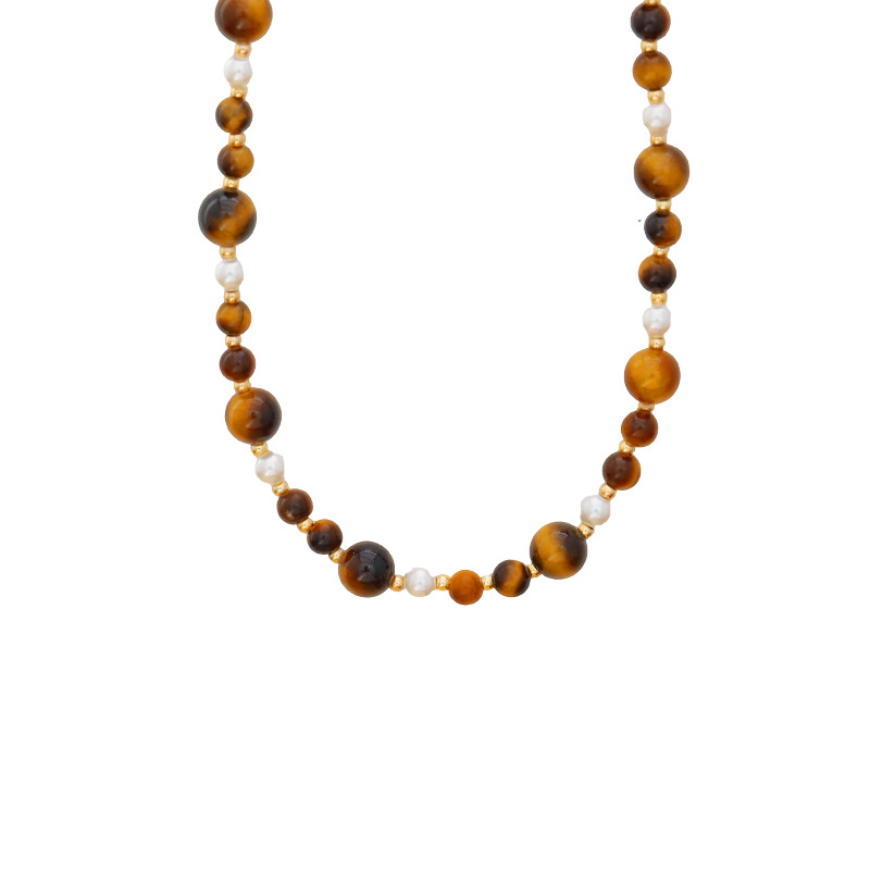 Hyacinth melad color costa ojo de tigre collar piedra otoño invierno 2025 nuevo suéter cadena gargantilla tik bang cadena clavícula Item Picture