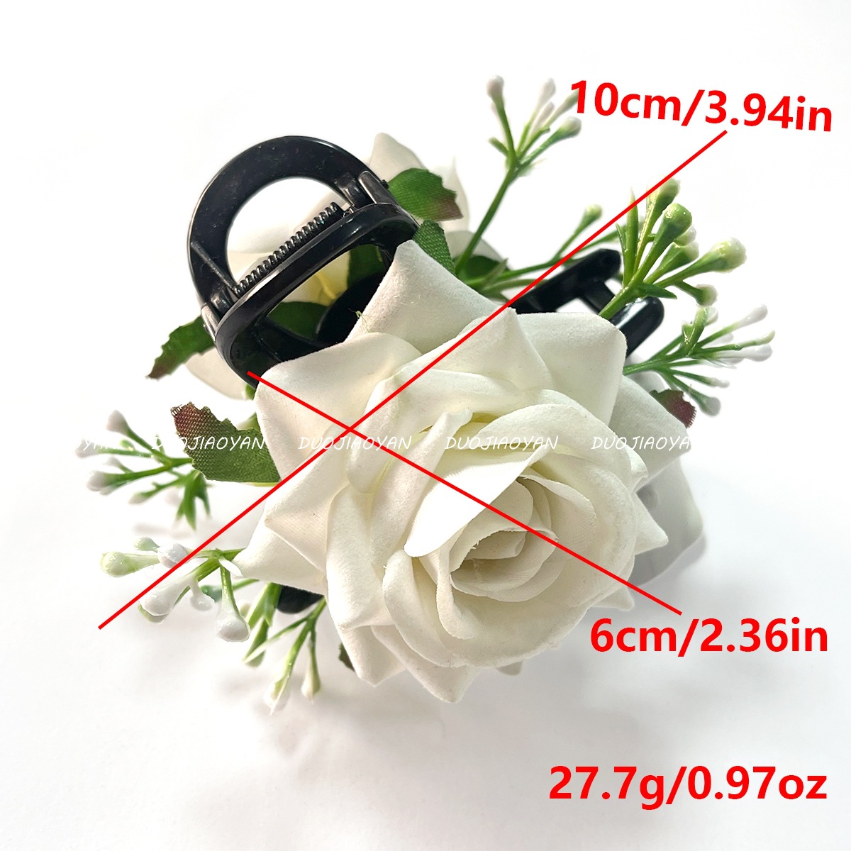Cross-border retro simulation red rose flower hair clip, fashionable handcrafted rose grab clip, back head updo, shark clip hair accessory Item Picture
