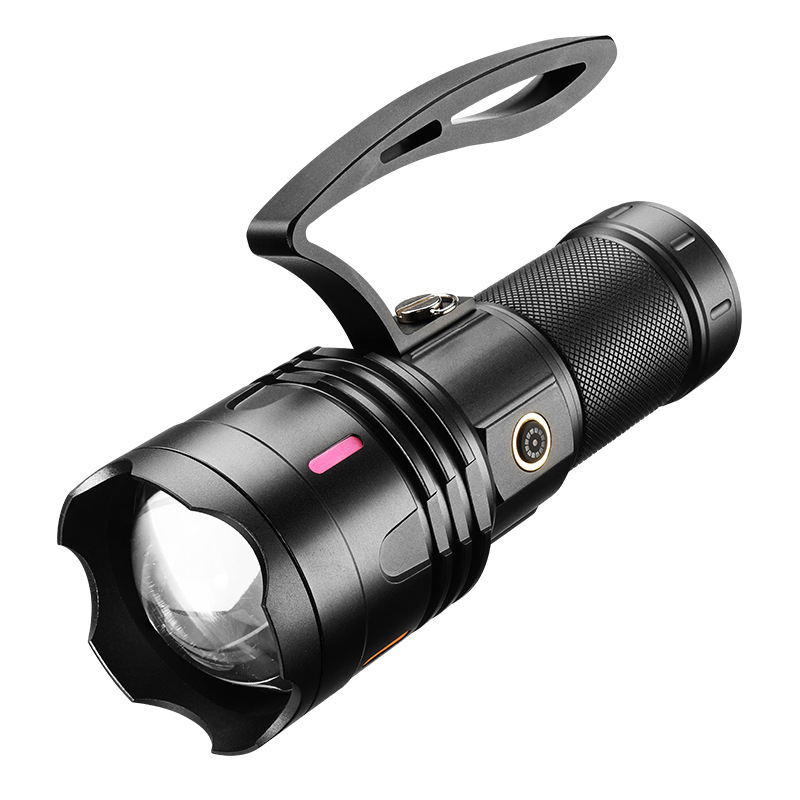 Cross-border high-power White Aurora flashlight, outdoor lighting, waterproof strong light, multi-functional emergency telescopic zoom flashlight Item Picture