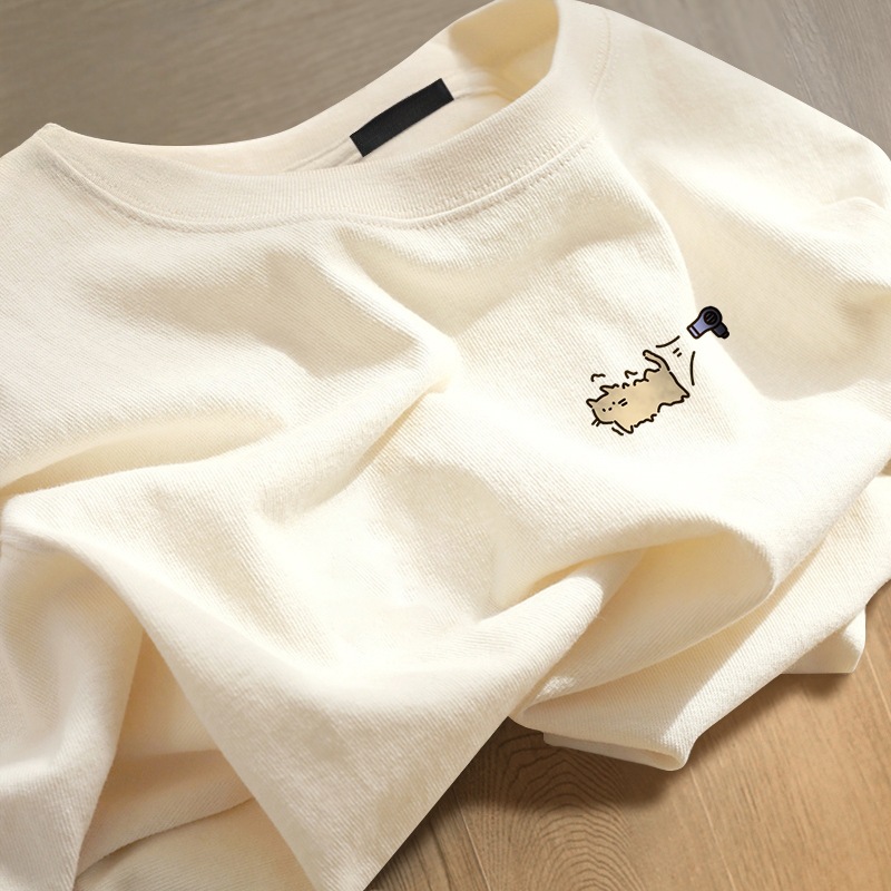 100% pure cotton round-neck short-sleeved T-shirt, a new summer men's high-end style loose printed half-sleeved top Specification image