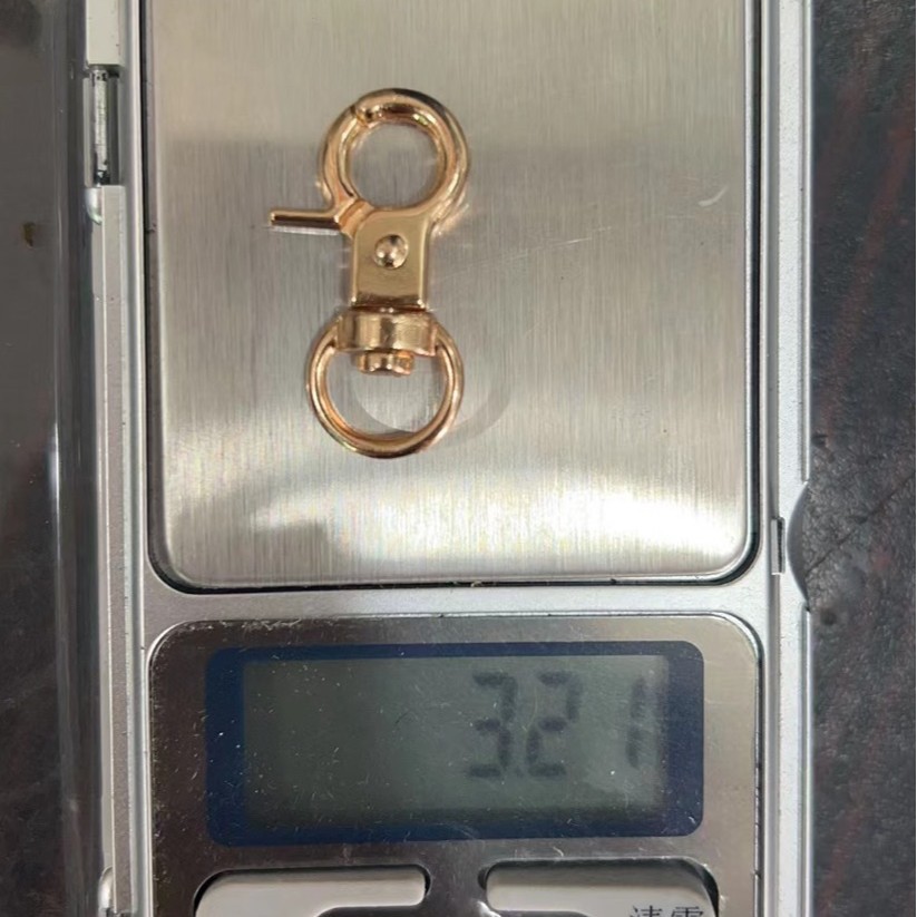 In stock: 3-cent electroplated black small clamp buckle, open bag mini crab buckle, zinc alloy key, round tail dog buckle Specification drawing