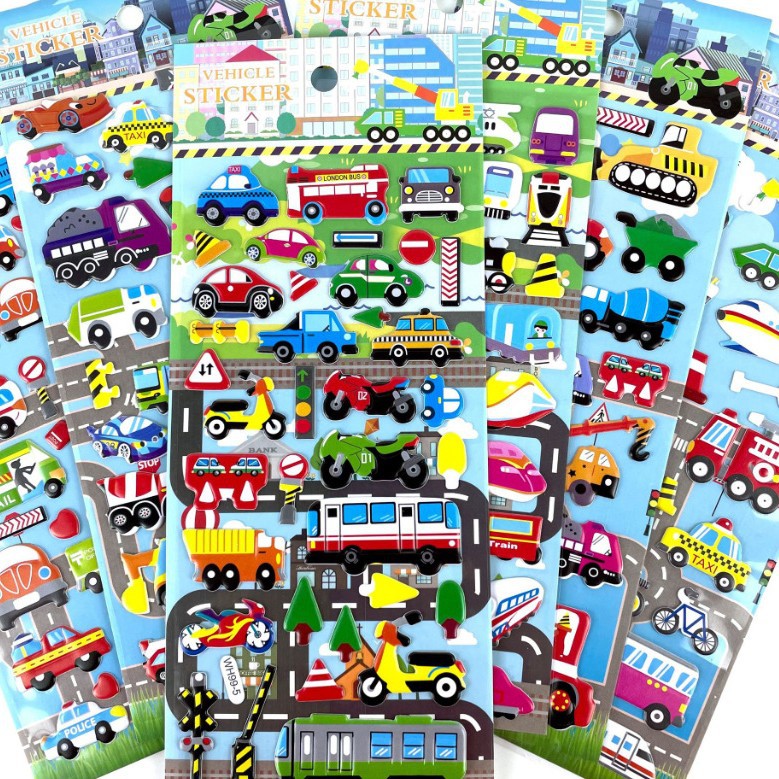Factory direct supply of new transportation tools, children's stickers, car and airplane stickers, boys' DIY reward stickers, bubble stickers full figure