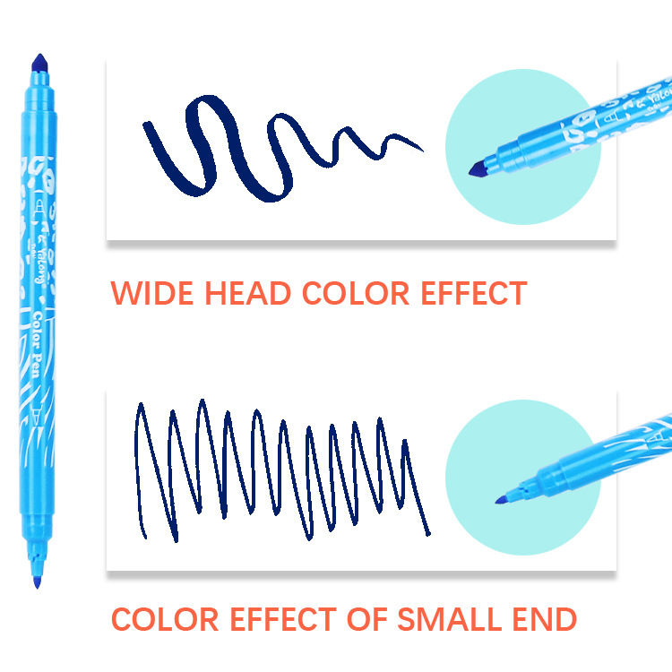 Yalong Cross-border Double-pointed Watercolor Pen 12-color Round Rod Children's Painting Pen Art Set Specification image