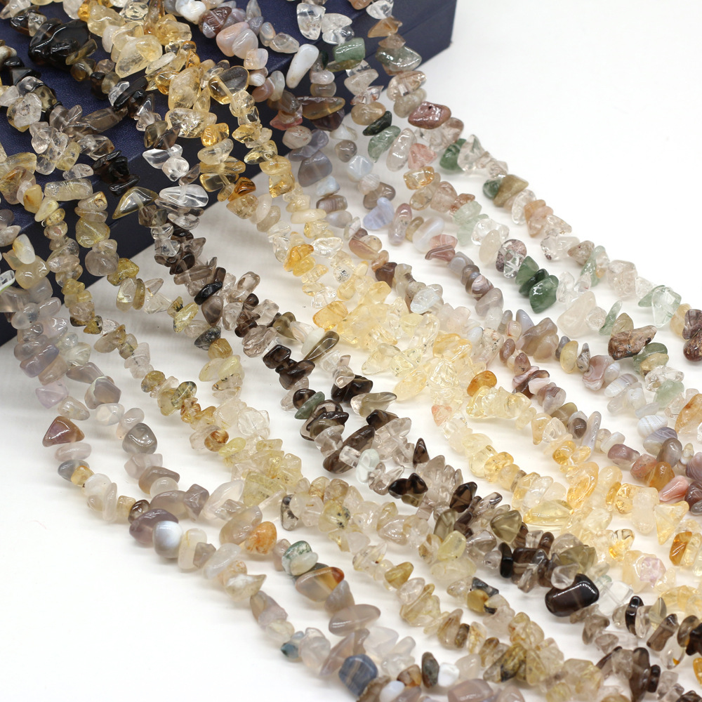 Natural crushed lime, agate, crystal, raw stone beads with holes, semi-finished DIY jewelry, handcrafted accessories, wholesale Item Picture