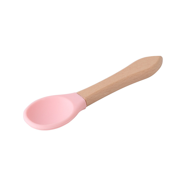 Pet spoon, cat can spoon, wooden handle, silicone, food-grade wet and fresh food feeding spoon for kittens, pet supplies Item Picture