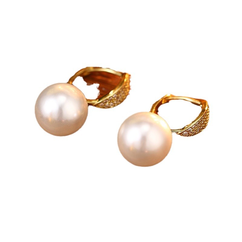 饰品/耳饰/耳环/锆石微镶毛坯耳环/锆石耳饰白底实物图