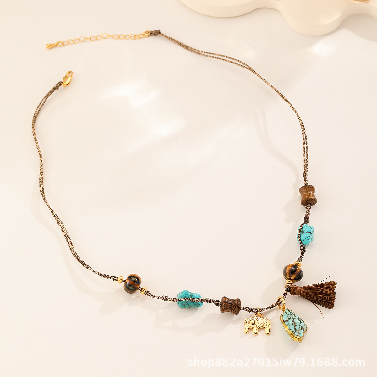 Natural stone jewelry necklace earrings set butterfly pearl lanyard fashionable and simple women's accessories Specification image