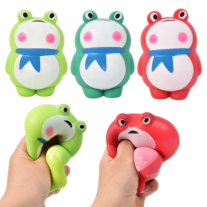 网红热卖蛋仔捏捏乐慢回弹解压青蛙发泄玩具盲盒玩具手办潮玩公仔白底实物图