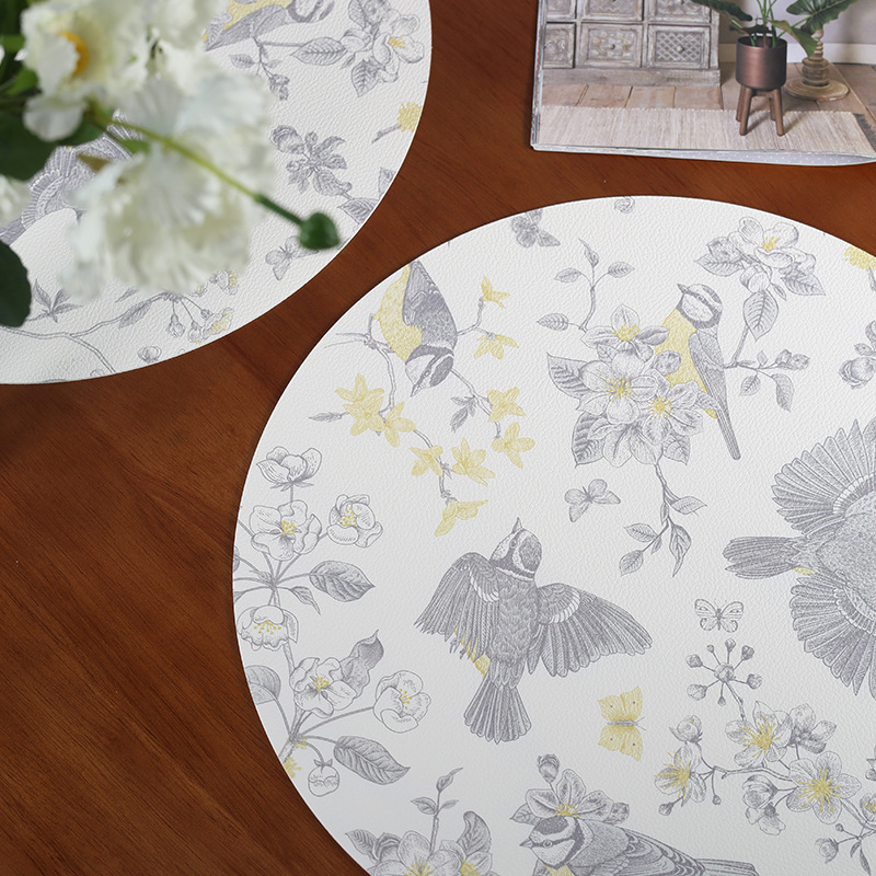 Tabletex热销现货防油污防水餐垫隔热垫印刷皮革餐垫桌垫杯垫细节图