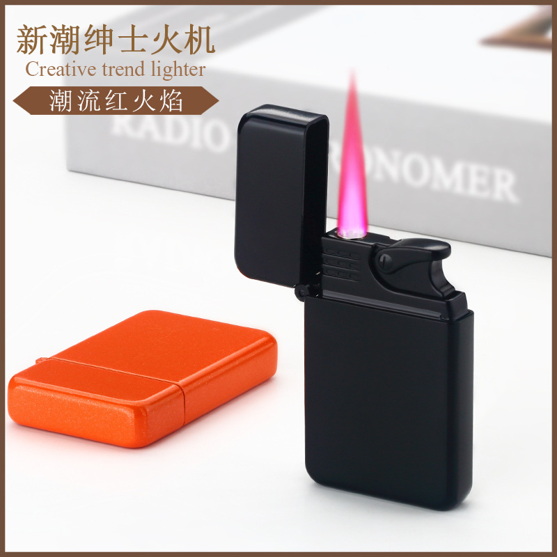 Windproof direct flame metal body dual-color process lighter, men's personalized gift kerosene lighter Specification image